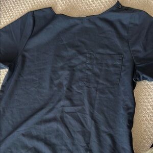 Navy Blue Short Sleeve Top with Pocket